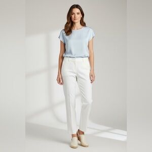 2/$30 LOFT Julie Riviera White Dress Pants Tailored Straight-Leg Ankle length